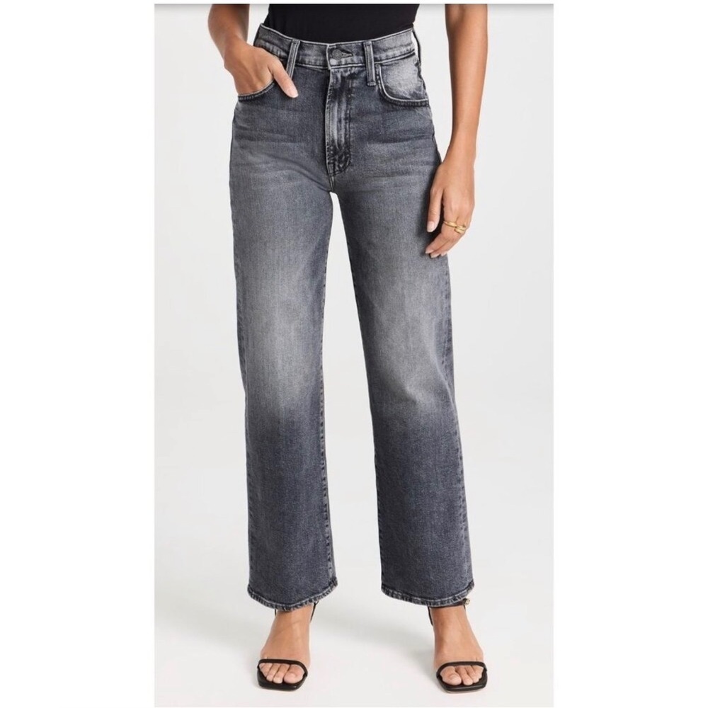 Mother The Rambler Zip Flood Jeans Women 29 Black NWOT High Rise Straight Ankle
